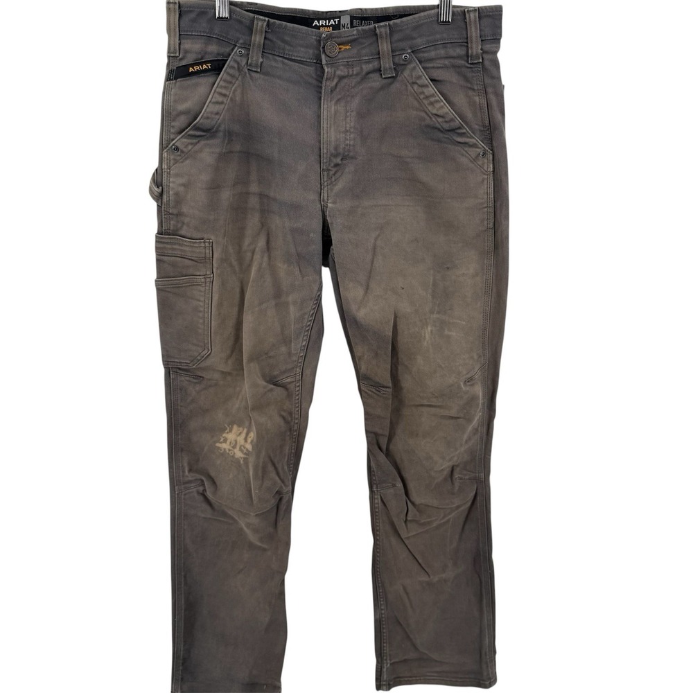 Ariat Rebar M4 Pants Mens 32x34 Relaxed Straight Stretch Canvas‎ Distress Work